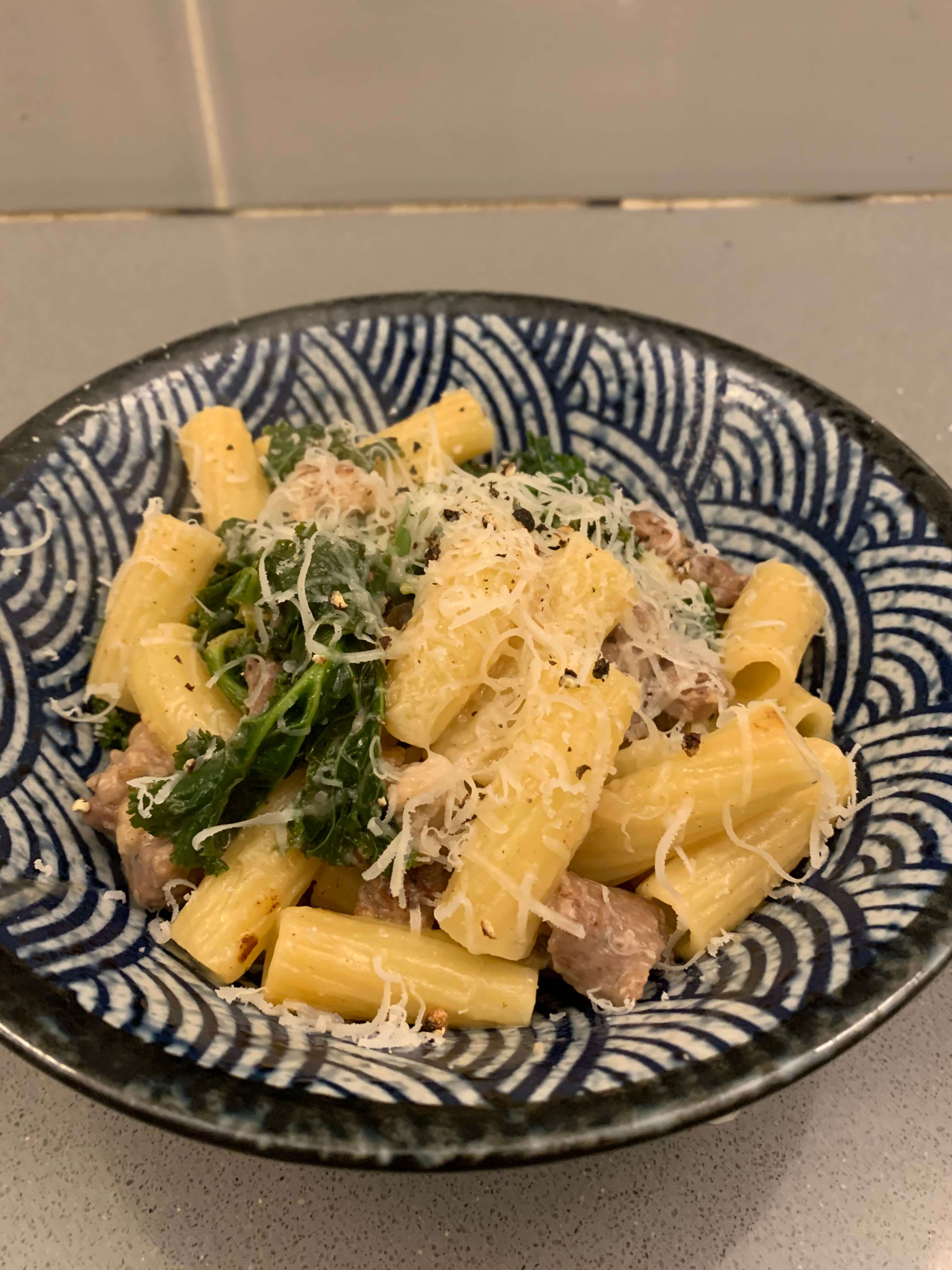 What Willy NonStressipes SAUSAGE, LEMON & KALE PASTA